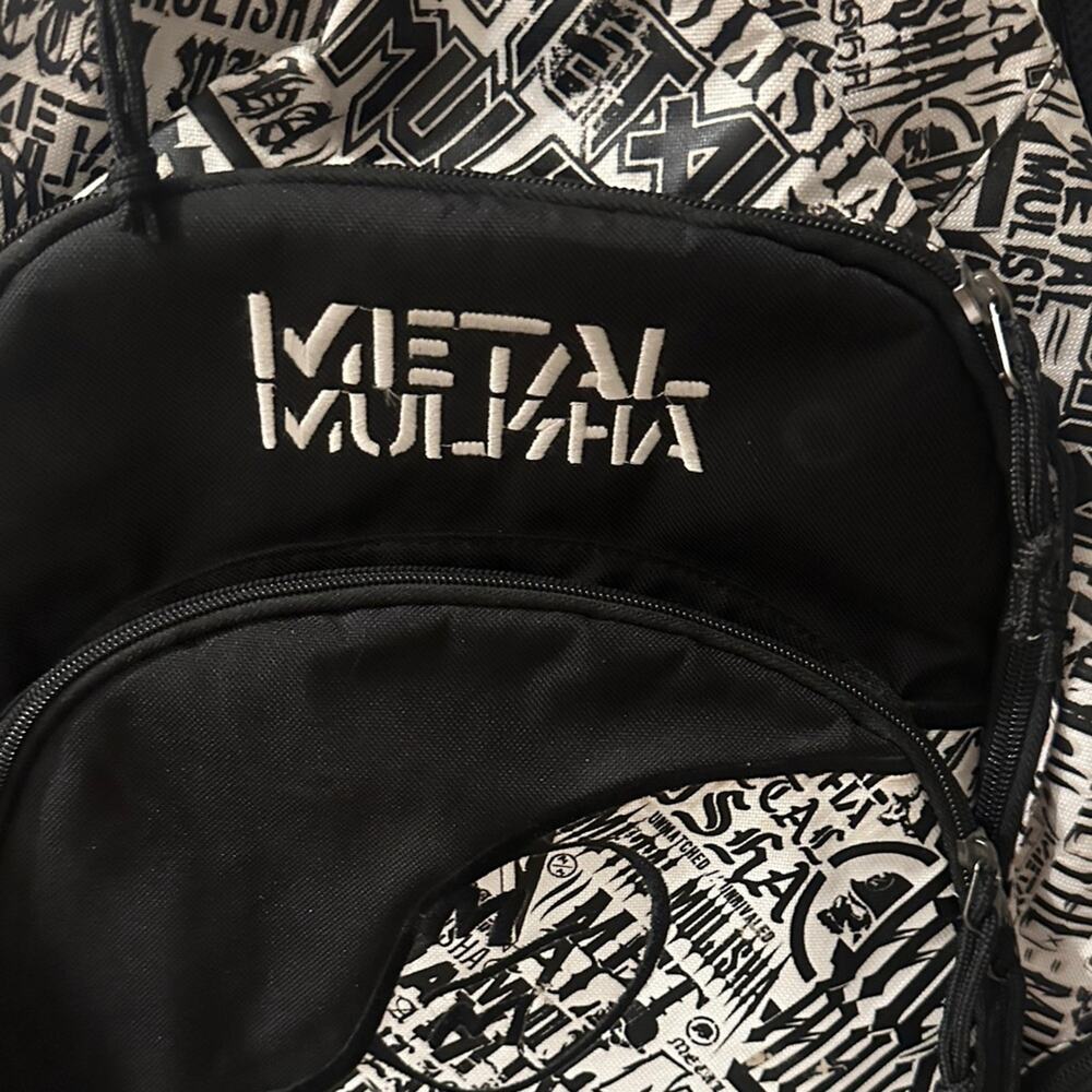 NWOT Rare Metal Mulisha Backpack Vintage Black White Laptop Bag Tons of Pockets - Picture 3 of 14
